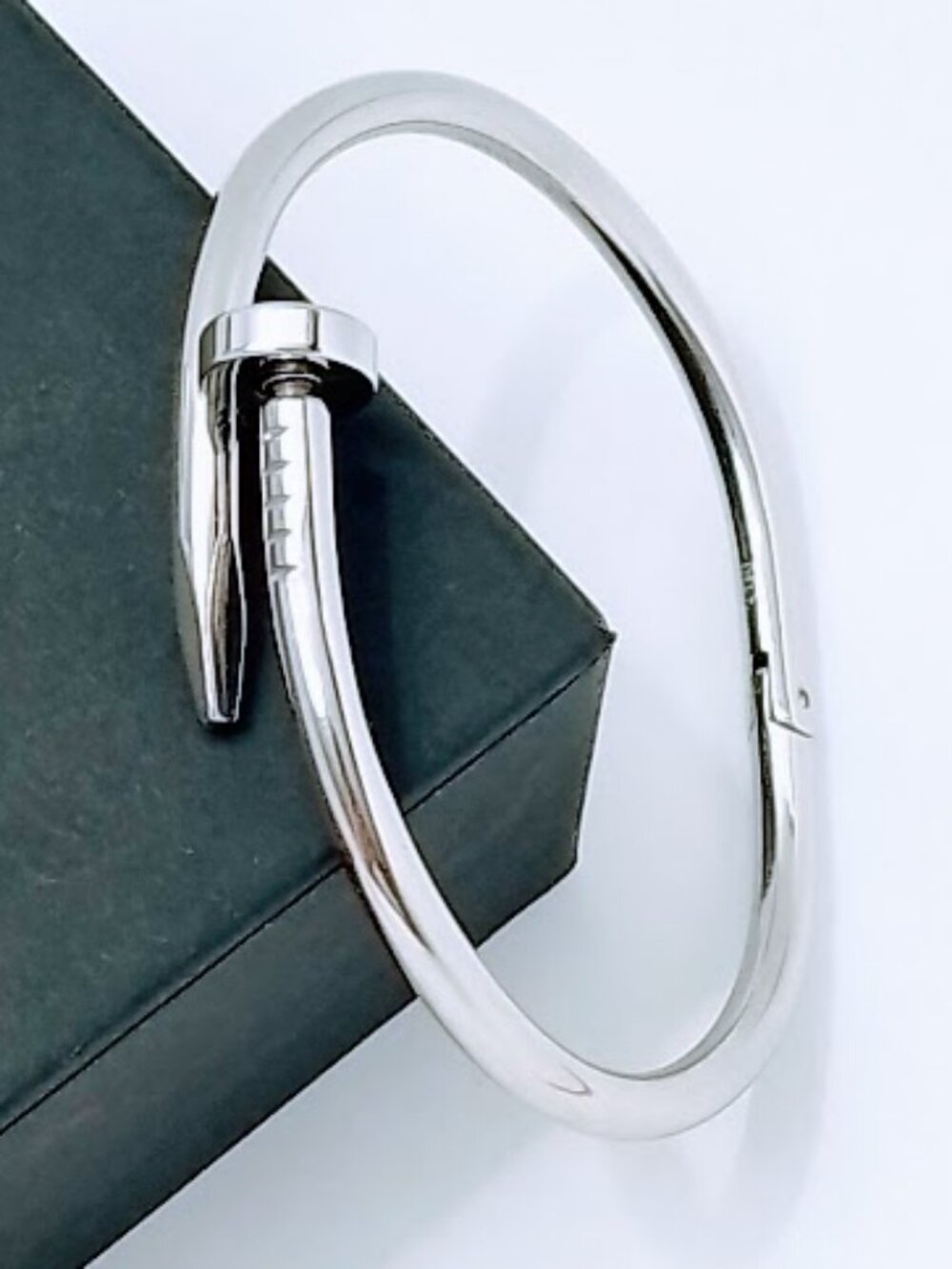 18k Gold Plated Nail-Style Bangle Bracelet 316L Steel Silver for Women & Men